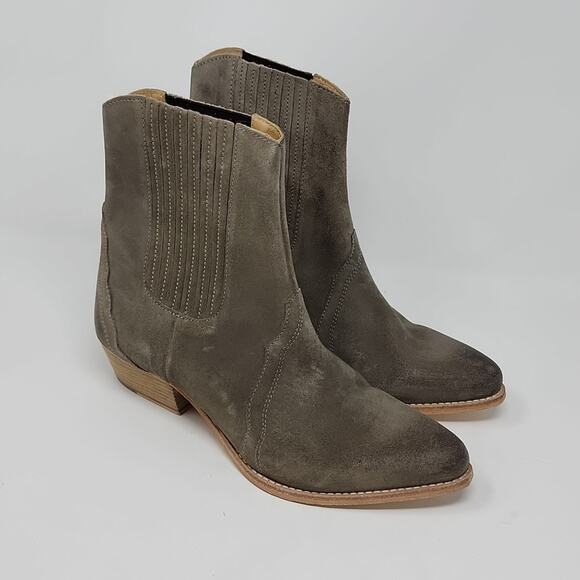 Free People New Frontier Green Suede Western Booties Size 10 - Picture 3 of 7